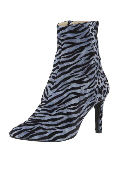 Heine Damen Ziegen-Veloursleder-Stiefelette, blau-schwarz