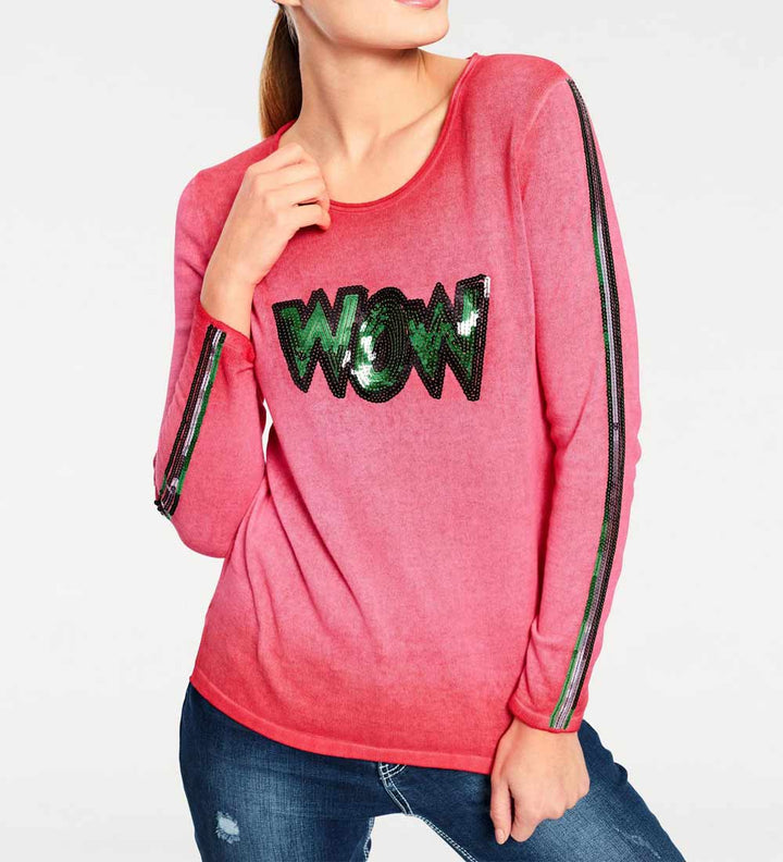 Heine - Best Connections Damen Feinstrickpullover mit Pailletten, rot