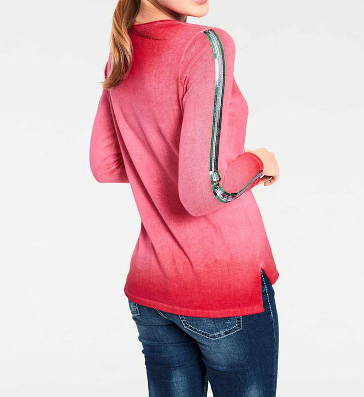 Heine - Best Connections Damen Feinstrickpullover mit Pailletten, rot