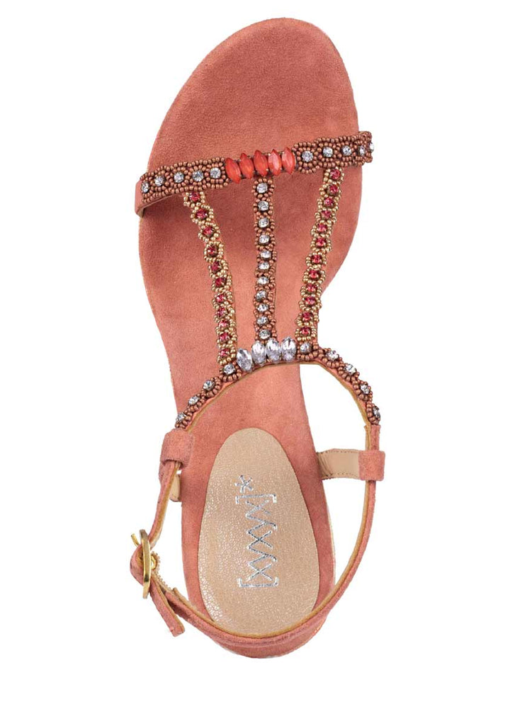 Xyxyx Damen Marken-Sandalette mit Strasssteinen, koralle