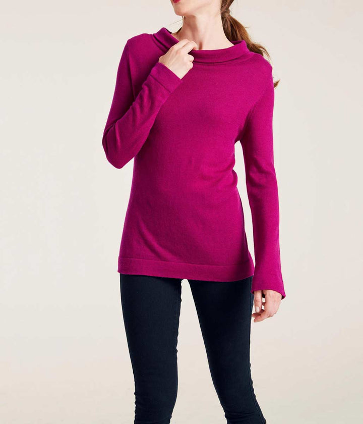 Ashley Brooke Damen Designer-Rollkragenpullover, cyclam