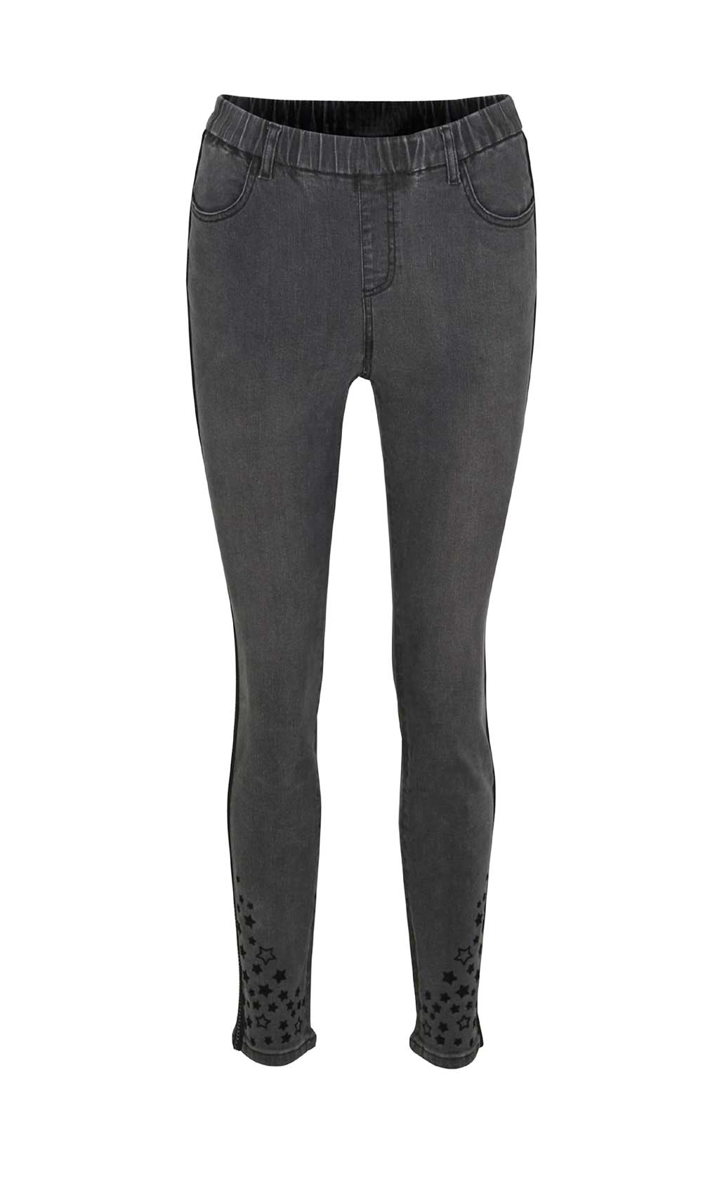 LINEA TESINI Damen Designer-Jeans-Leggings, grau-used