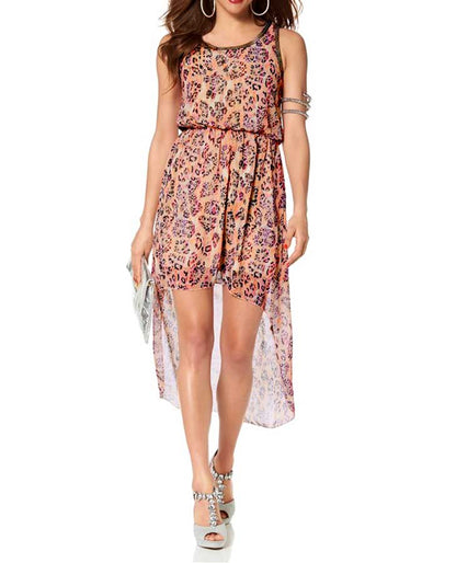 Melrose Damen Asymmetrisches Chiffonkleid, apricot-bunt
