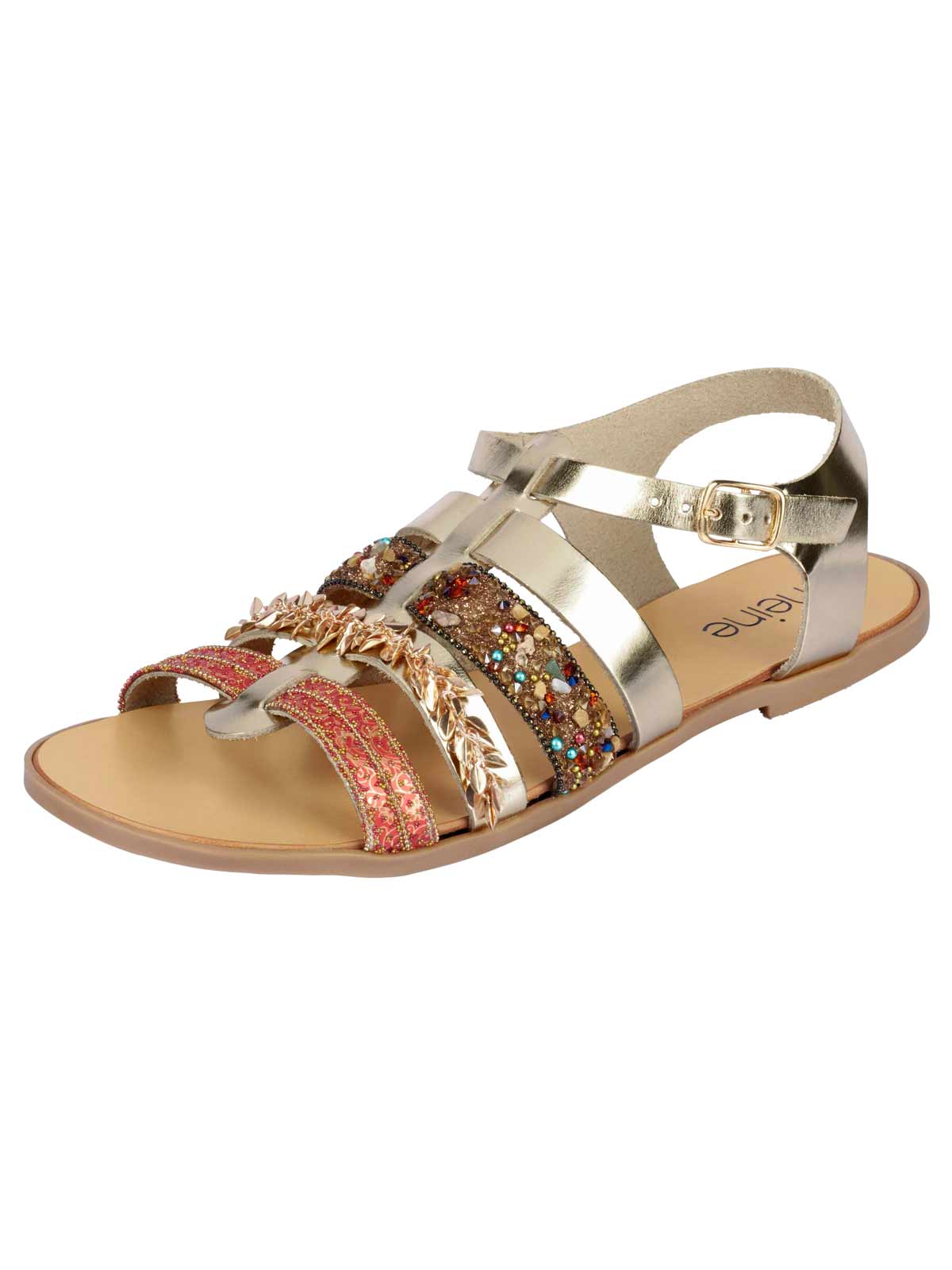 Heine Damen Leder-Sandalette, goldfarben