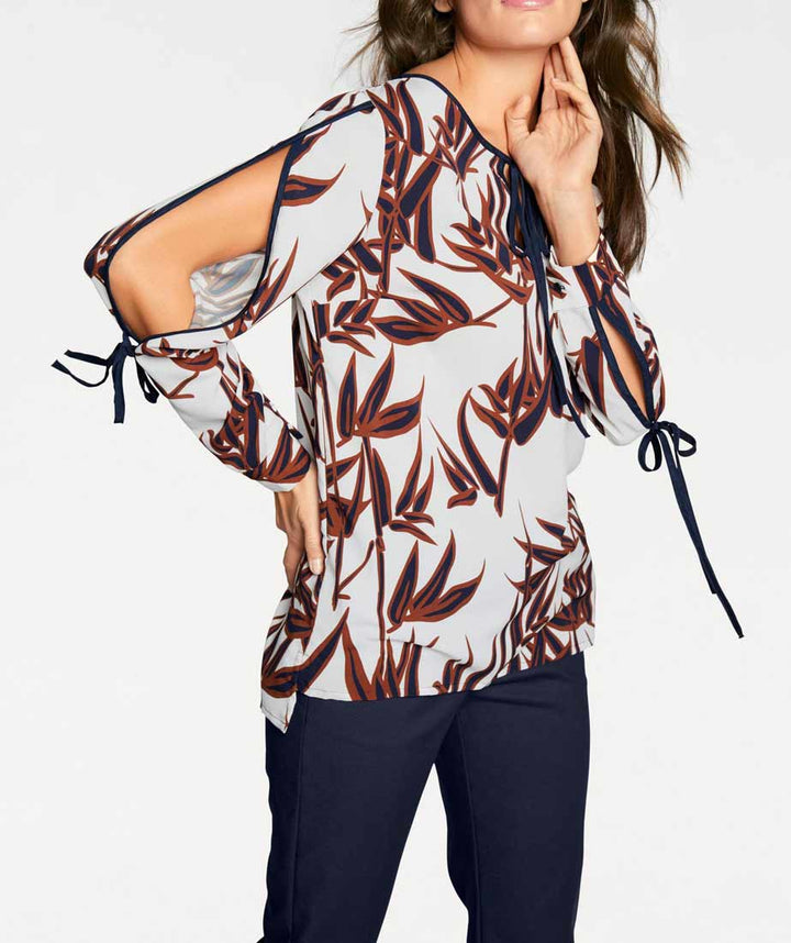 Ashley Brooke Damen Designer-Druckbluse, creme-bunt
