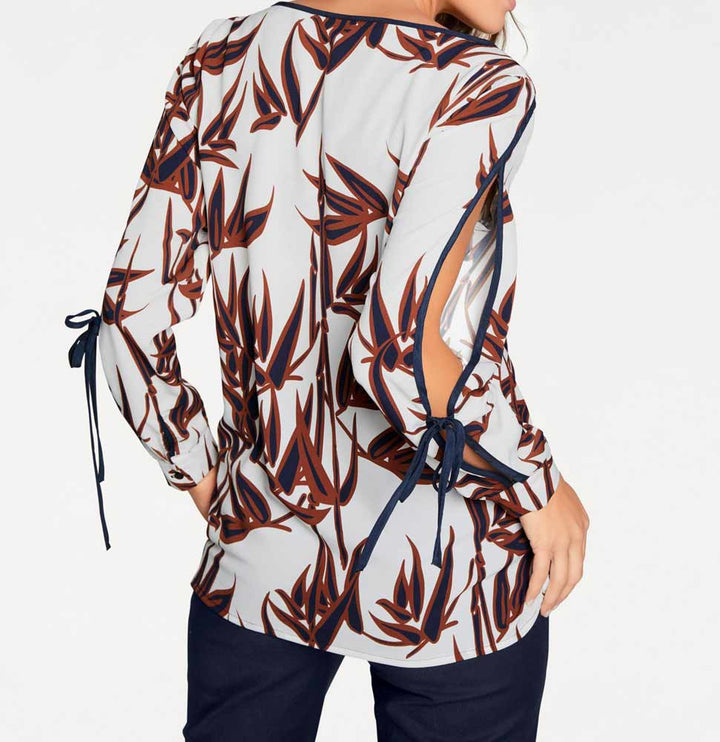Ashley Brooke Damen Designer-Druckbluse, creme-bunt