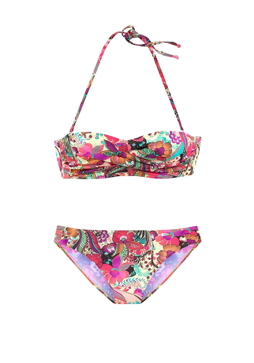 BUFFALO Damen Marken-Bandeau-Bikini, gelb-bedruckt, B-Cup