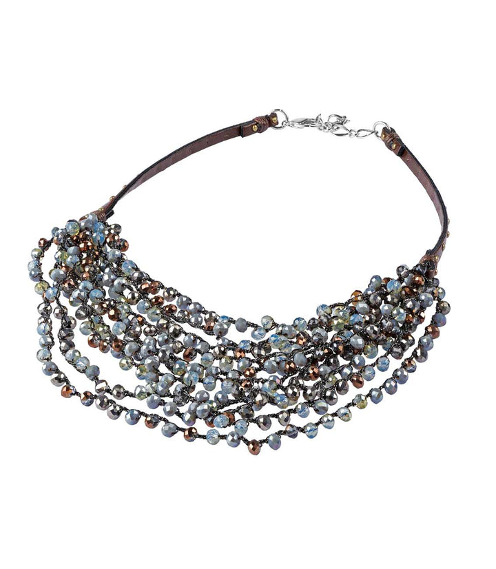 Heine Damen Collier, grau-blau