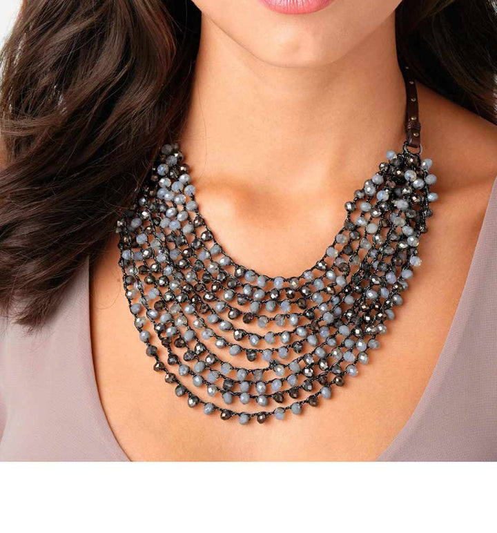 Heine Damen Collier, grau-blau