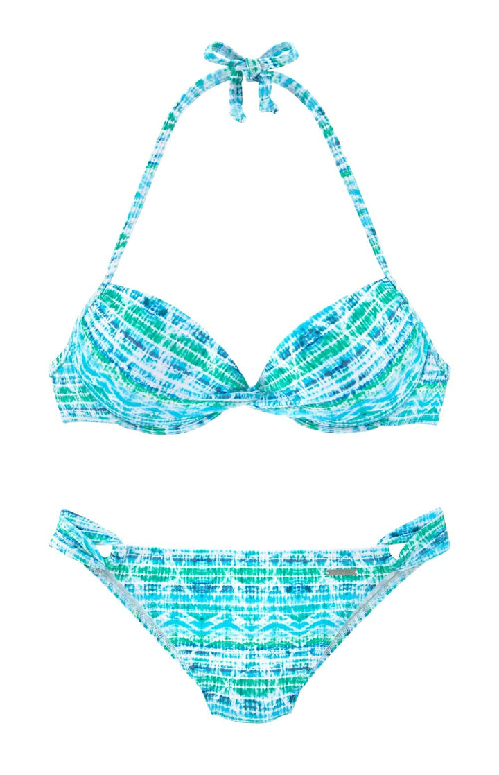 Chiemsee Damen Marken-Push-Up-Bikini, blau-bunt, C-Cup