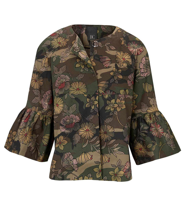Heine - Best Connections Damen Kurzjacke mit Volants, khaki-bunt