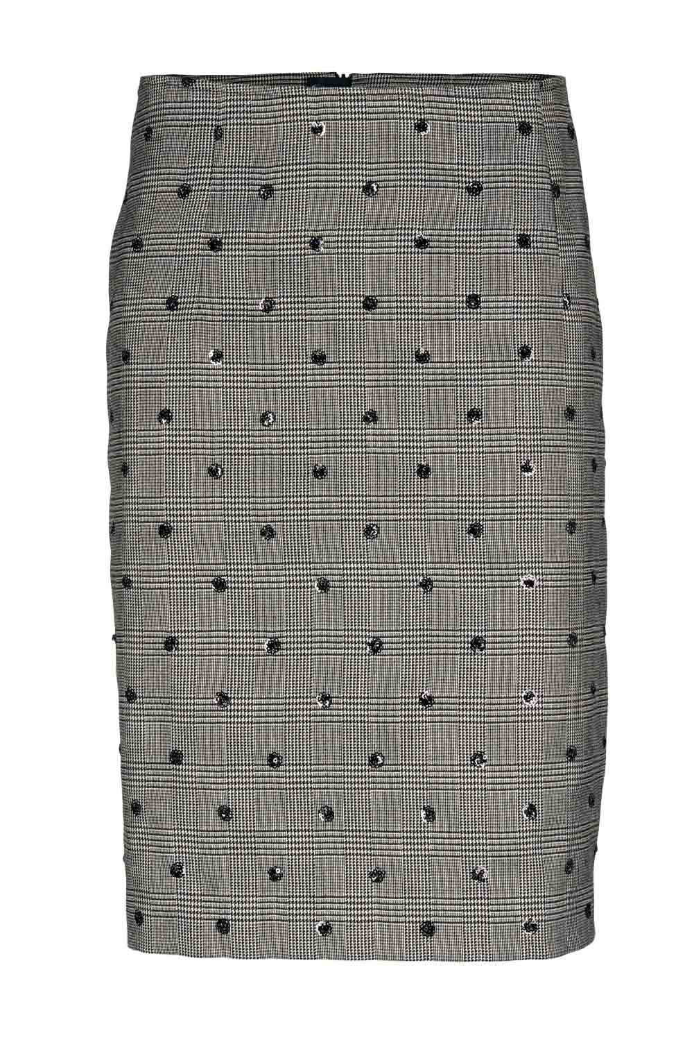Patrizia Dini Damen Designer-Stiftrock mit Pailletten, schwarz-offwhite