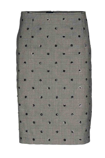 Patrizia Dini Damen Designer-Stiftrock mit Pailletten, schwarz-offwhite