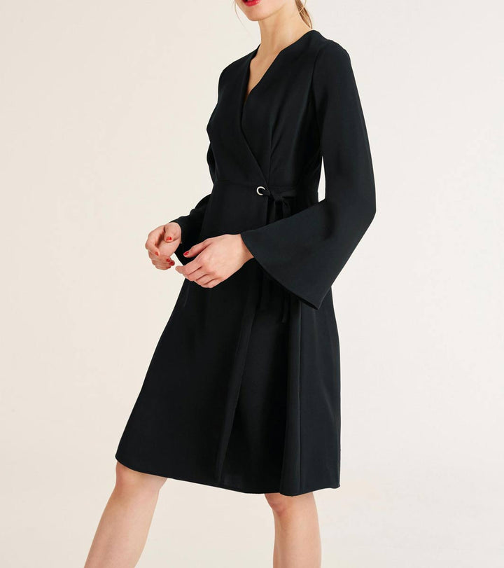 Rick Cardona Damen Designer-Wickelkleid, schwarz