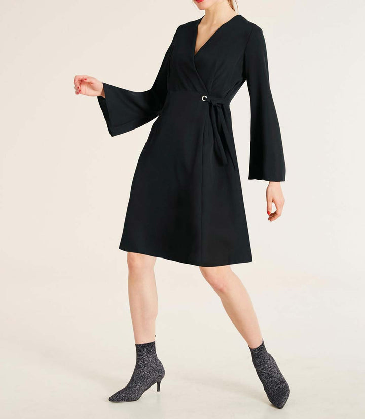 Rick Cardona Damen Designer-Wickelkleid, schwarz
