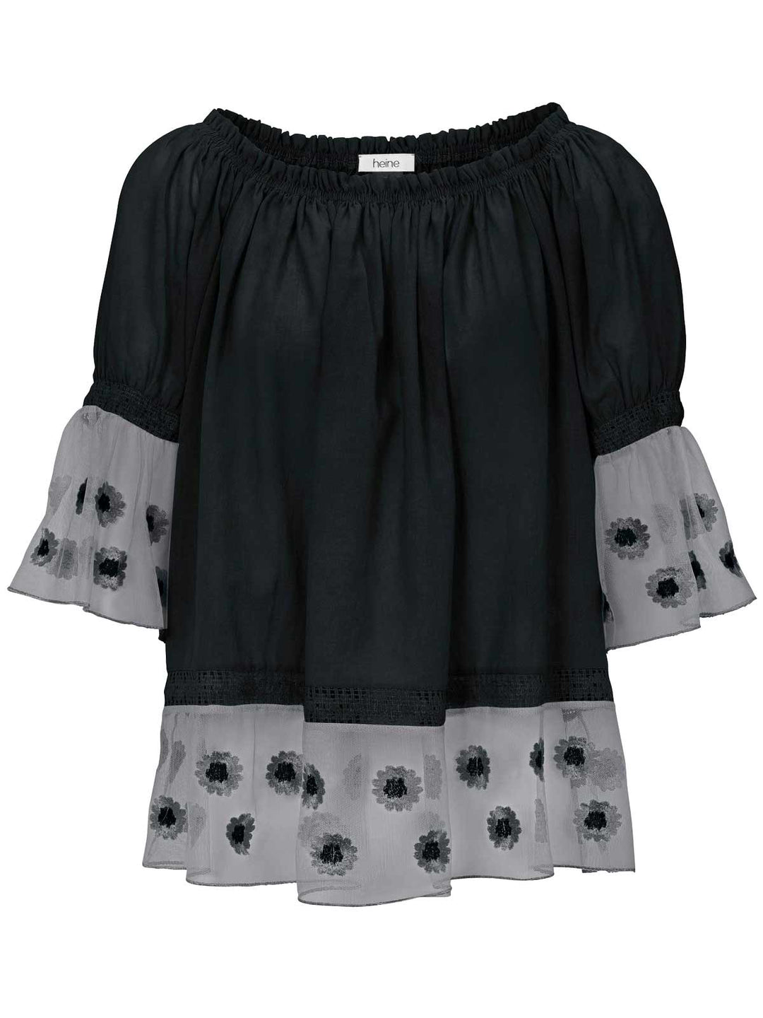 Heine Damen Carmenbluse, schwarz