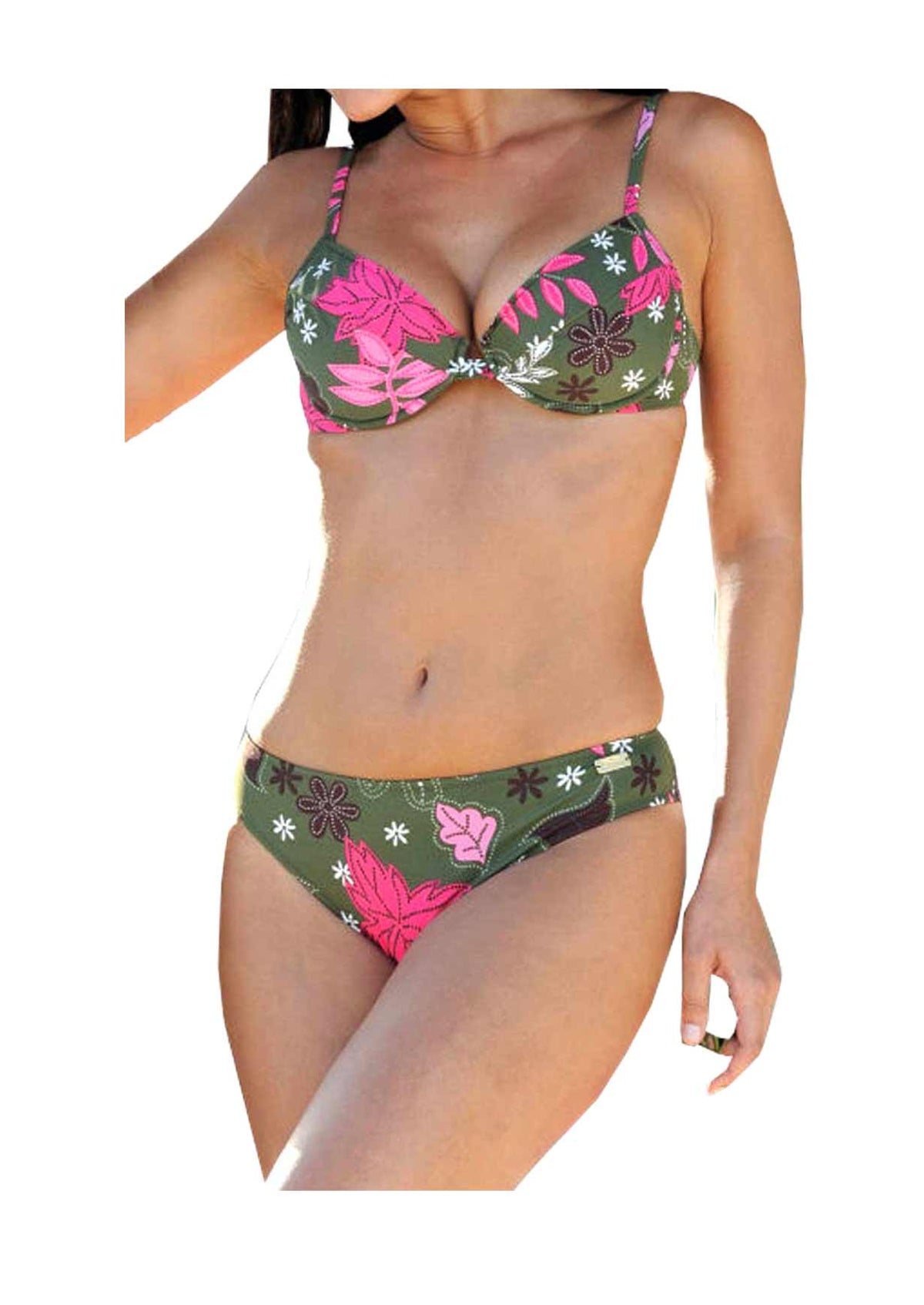 Buffalo Damen Marken-Push-Up-Bikini, grün-bunt