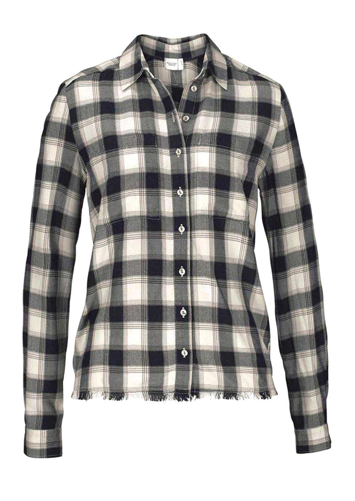 Marc O´polo Damen Marken-Karo-Blusenhemd, schwarz-ecru