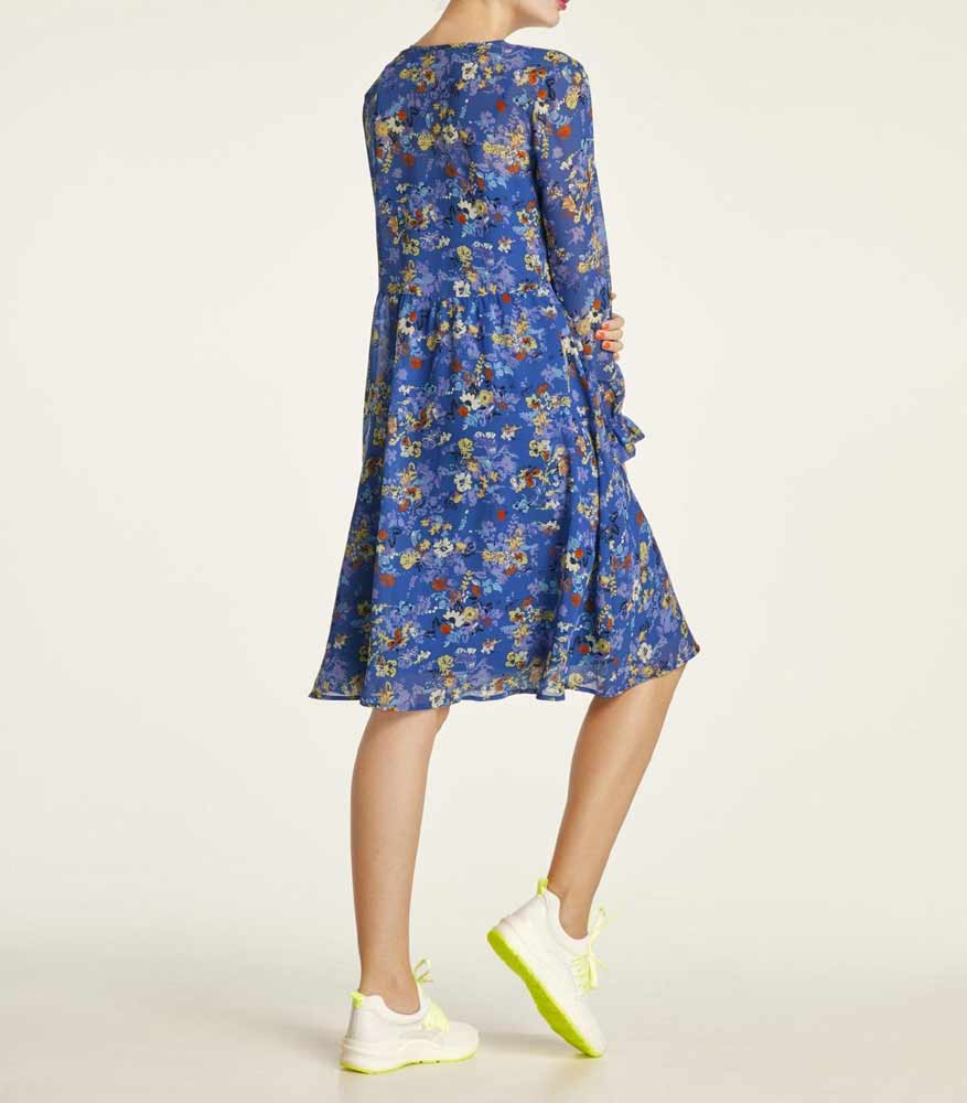 Heine Damen Druckkleid, blau-bunt