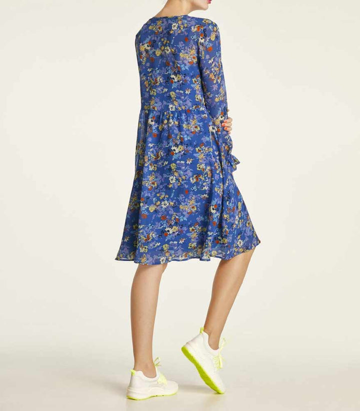 Heine Damen Druckkleid, blau-bunt