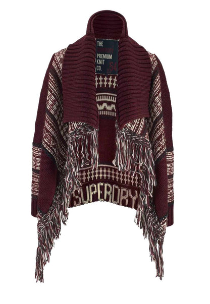Superdry Damen Marken-Cardigan, bordeaux-bunt