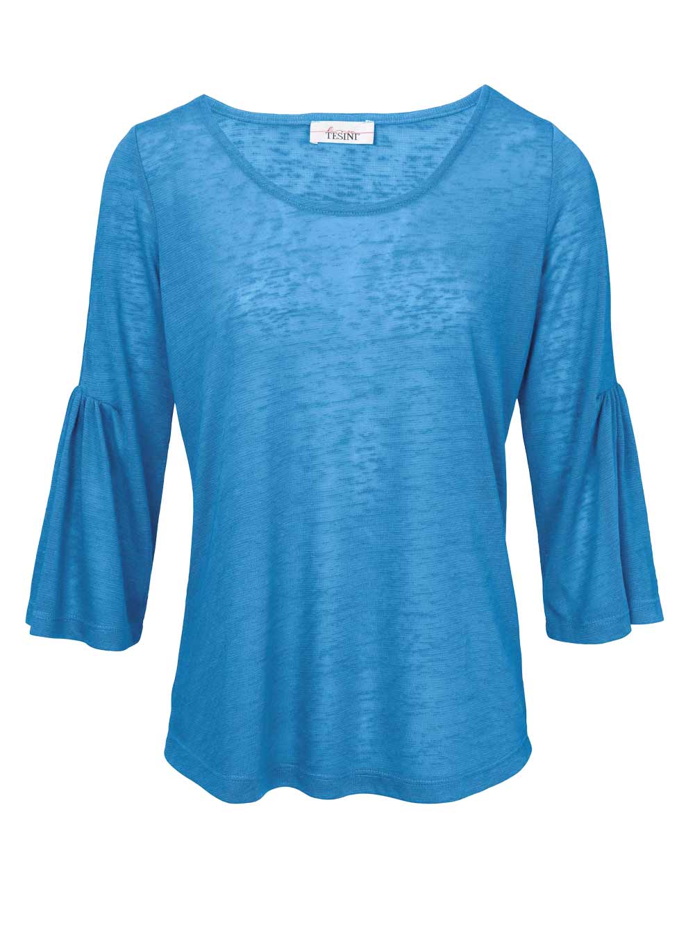 Linea Tesini Damen Designer-Volantshirt, blau