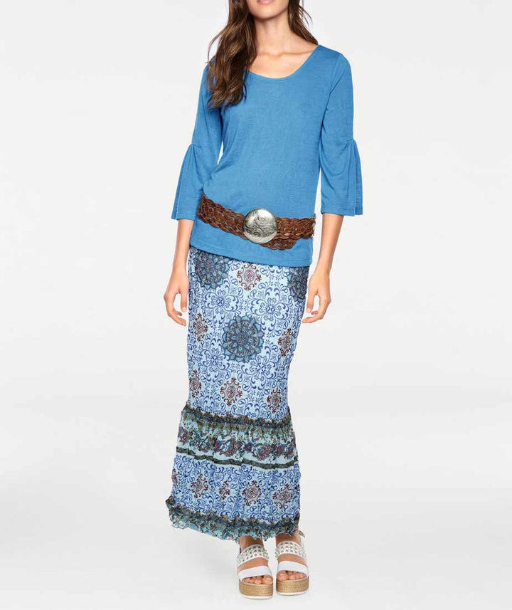 Linea Tesini Damen Designer-Volantshirt, blau