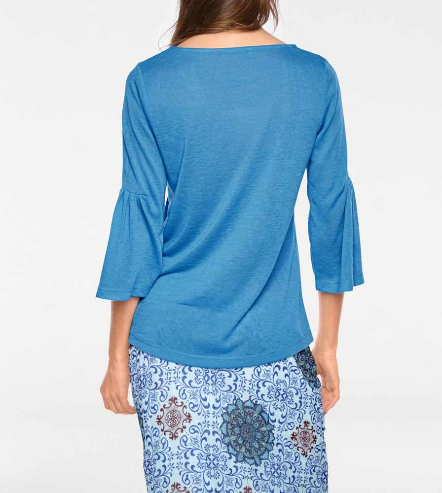 Linea Tesini Damen Designer-Volantshirt, blau
