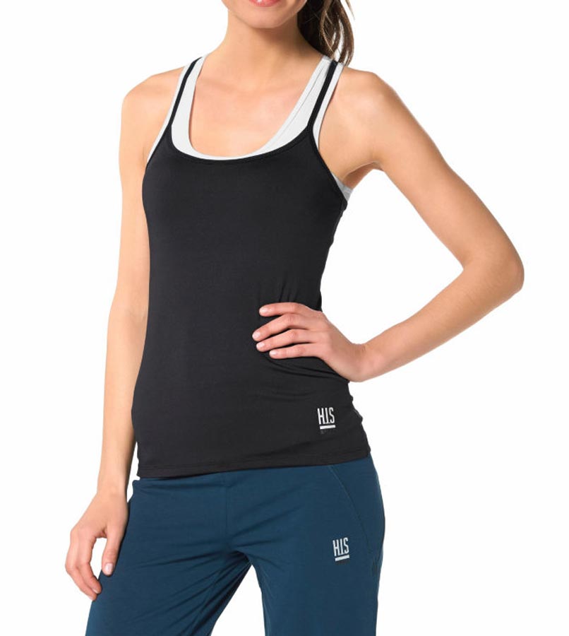 H.i.s. Marken-Top+Sportbustier, schwarz-weiß