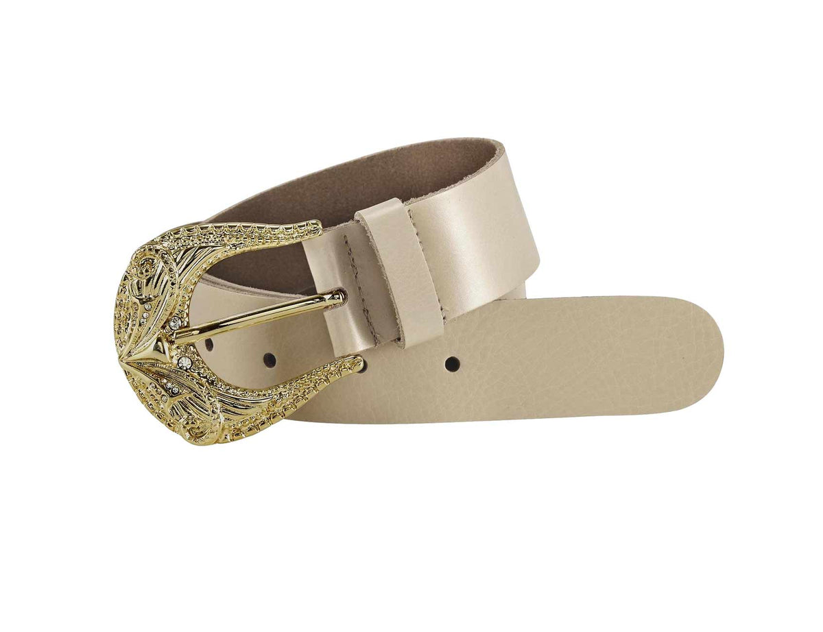HEINE Damen Ledergürtel, beige-gold