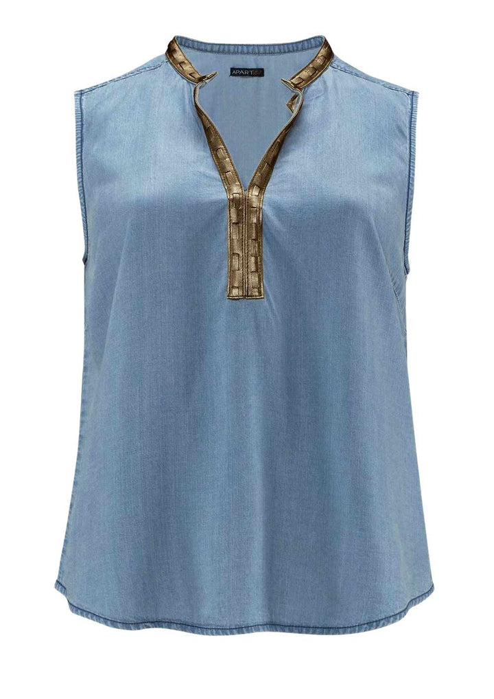 Apart Damen Marken-Denim-Top, hellblau-gold