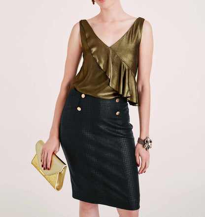 Ashley Brooke Damen Designer-Blusentop, gold-schwarz