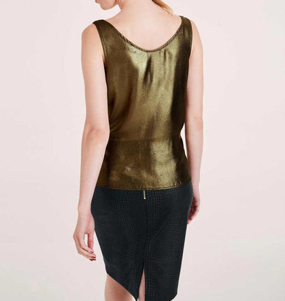 Ashley Brooke Damen Designer-Blusentop, gold-schwarz