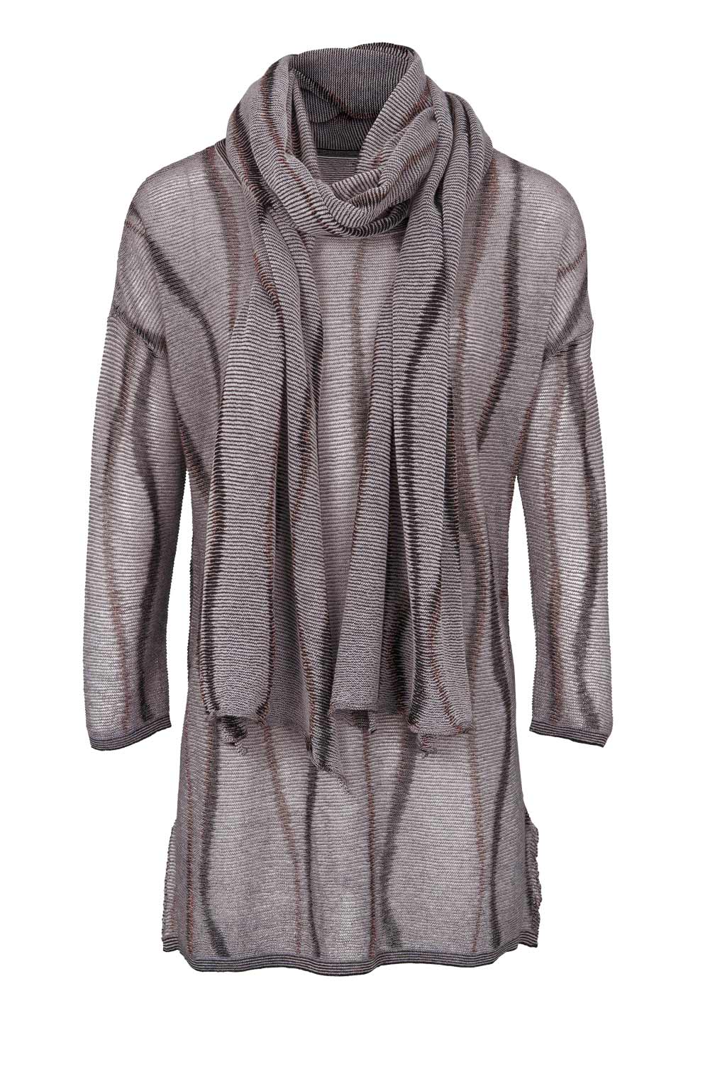 HEINE Damen Pullover + Schal, grau-bronze