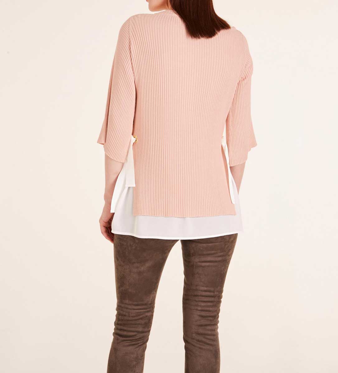 Ashley Brooke Damen Designer-Pullover-2-in-1, rosé-ecru