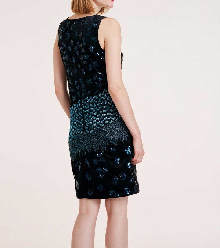 Ashley Brooke Damen Designer-Cocktailkleid mit Pailletten, schwarz-bunt