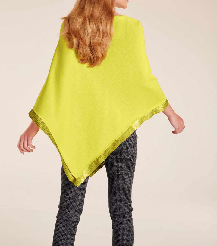 Ashley Brooke Damen Designer-Feinstrickponcho mit Pailletten, limette