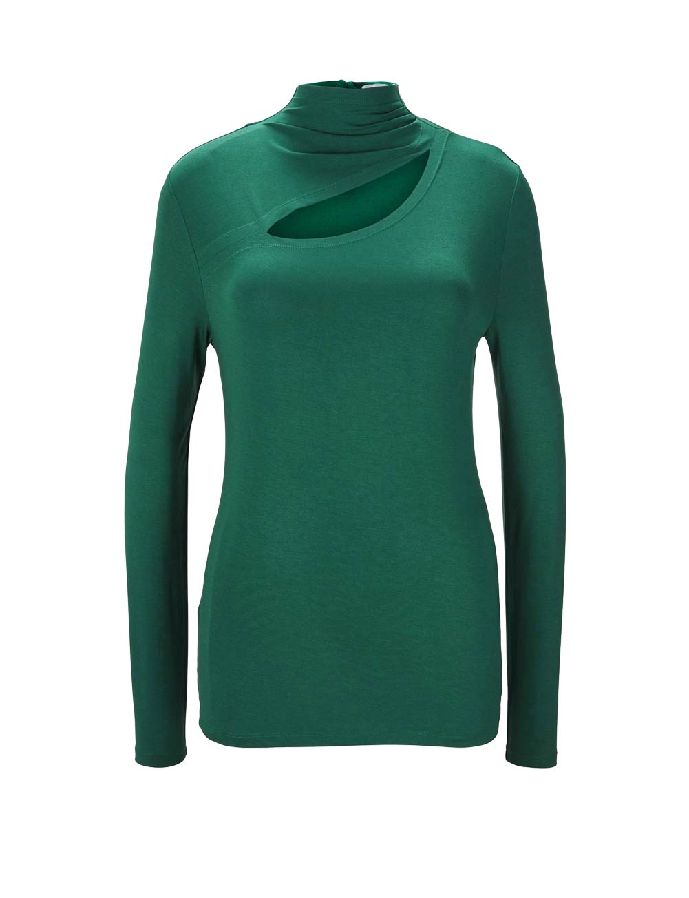ASHLEY BROOKE Damen Designer-Jerseyshirt mit Cut-Out, grün