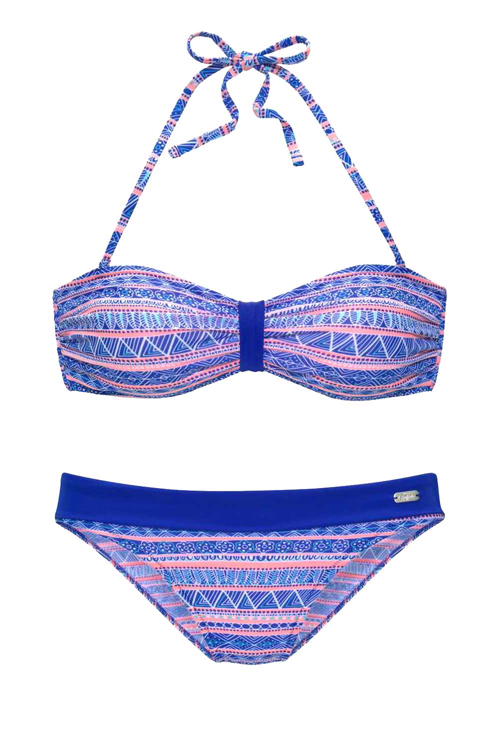 Buffalo Damen Marken-Bandeaubikini, blau-lachsfarben, A/B-Cup