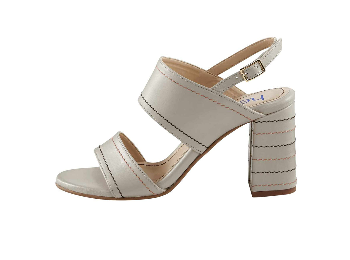 HEINE Damen Sandalette mit Stickerei, beige