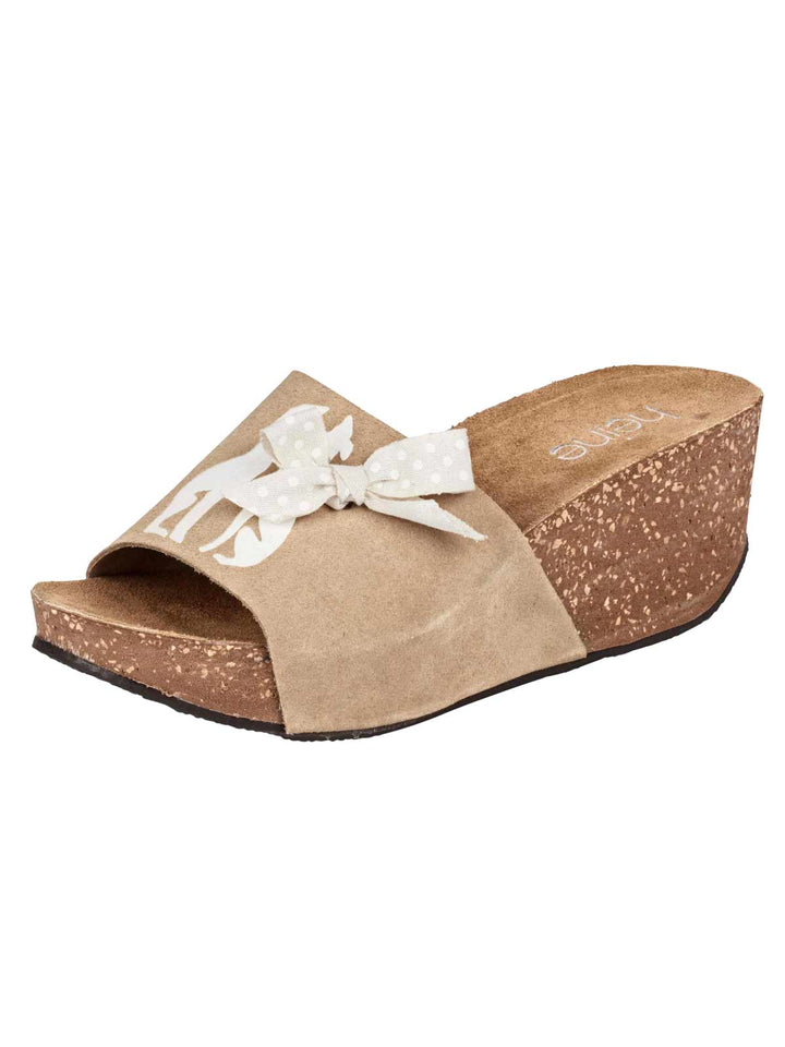 Heine Damen Veloursleder-Pantolette, beige