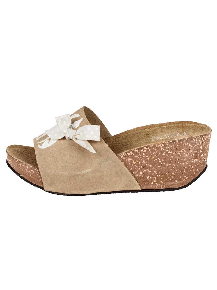 Heine Damen Veloursleder-Pantolette, beige
