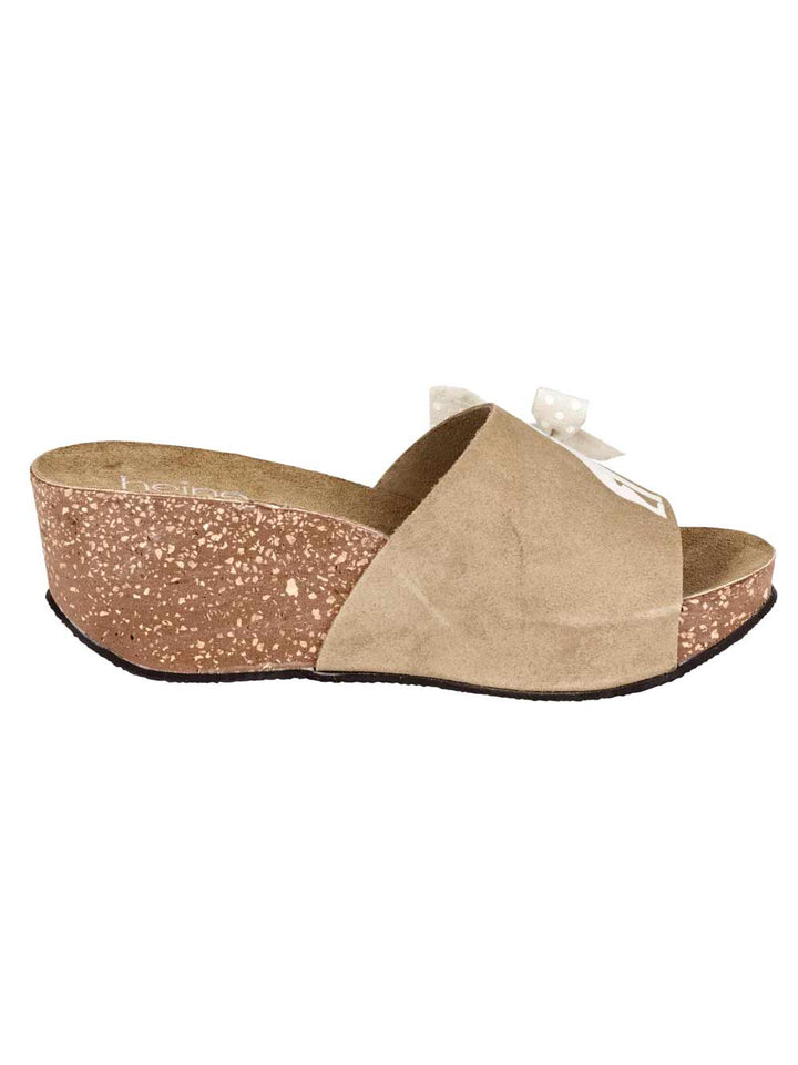 Heine Damen Veloursleder-Pantolette, beige
