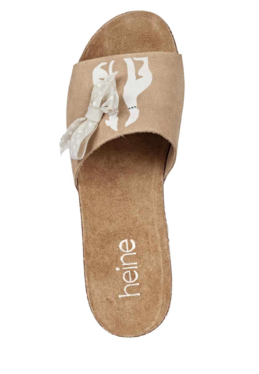 Heine Damen Veloursleder-Pantolette, beige