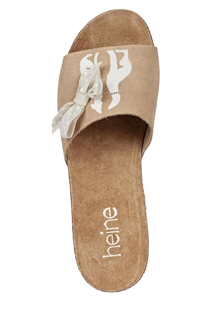 Heine Damen Veloursleder-Pantolette, beige