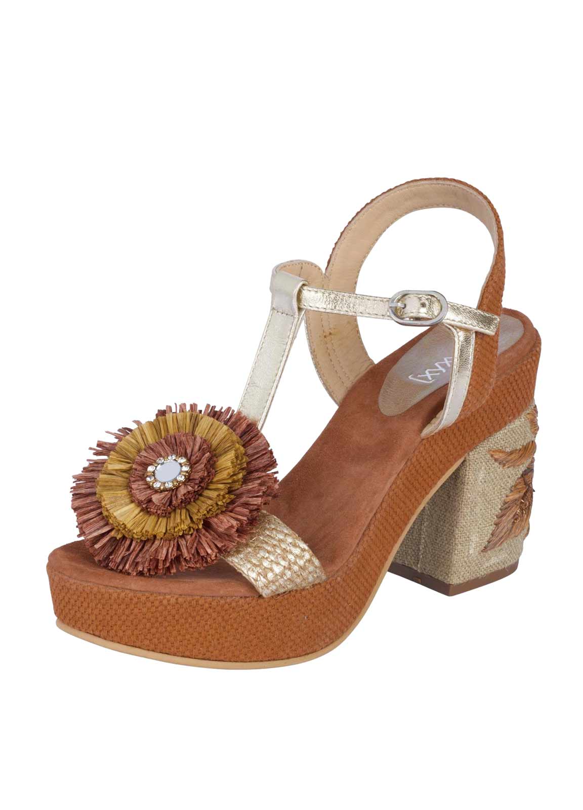 Heine Damen Marken-Sandalette, zimt-goldfarben