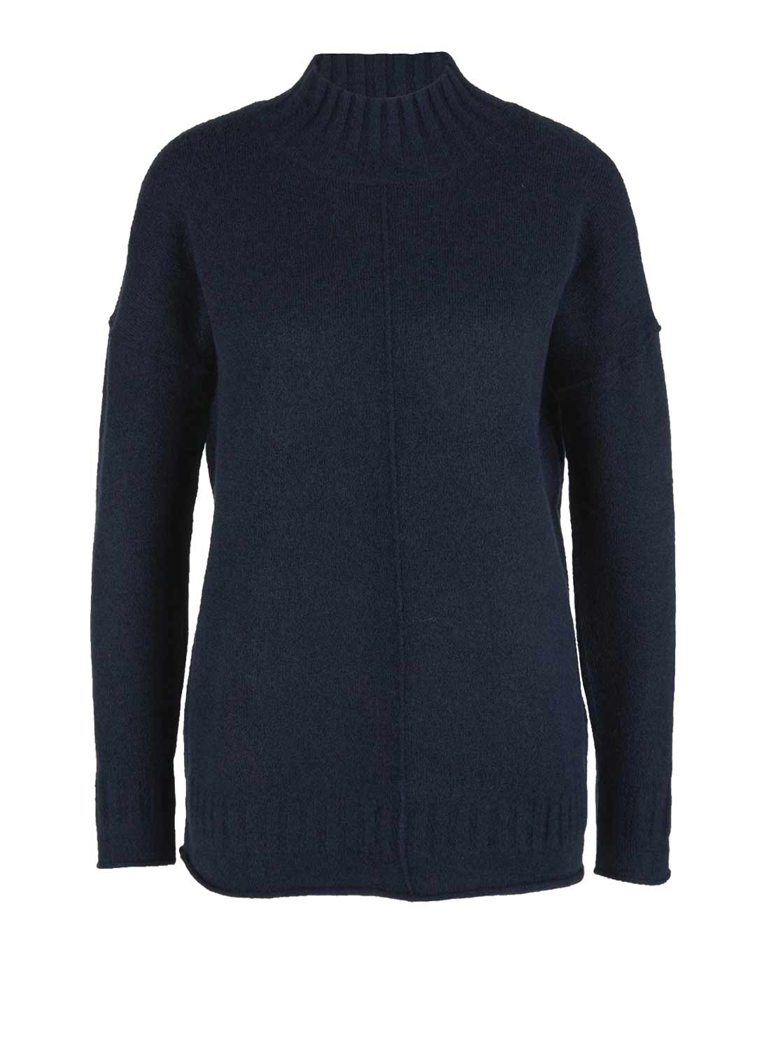 S. OLIVER Damen Marken-Stehkragenpullover, marine