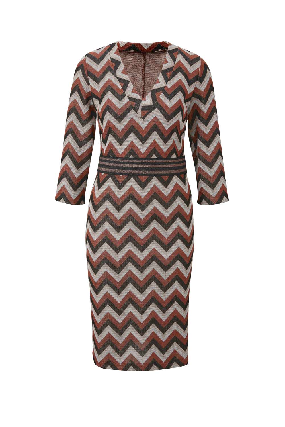 RICK CARDONA Damen Designer-Kleid, rostbraun-bunt