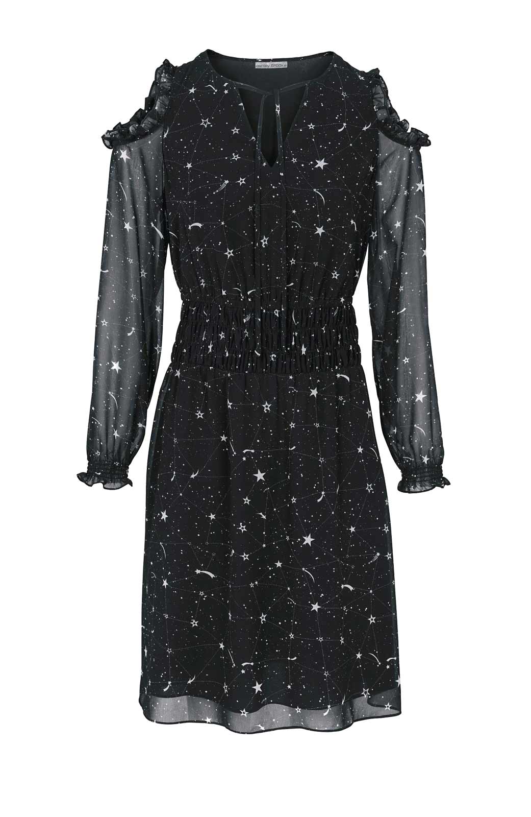 Heine Damen Kleid mit Cut-Outs, schwarz-ecru