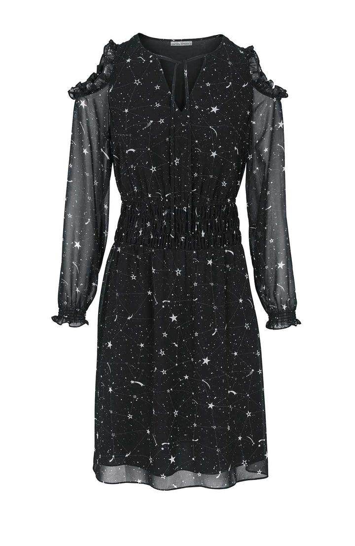Heine Damen Kleid mit Cut-Outs, schwarz-ecru